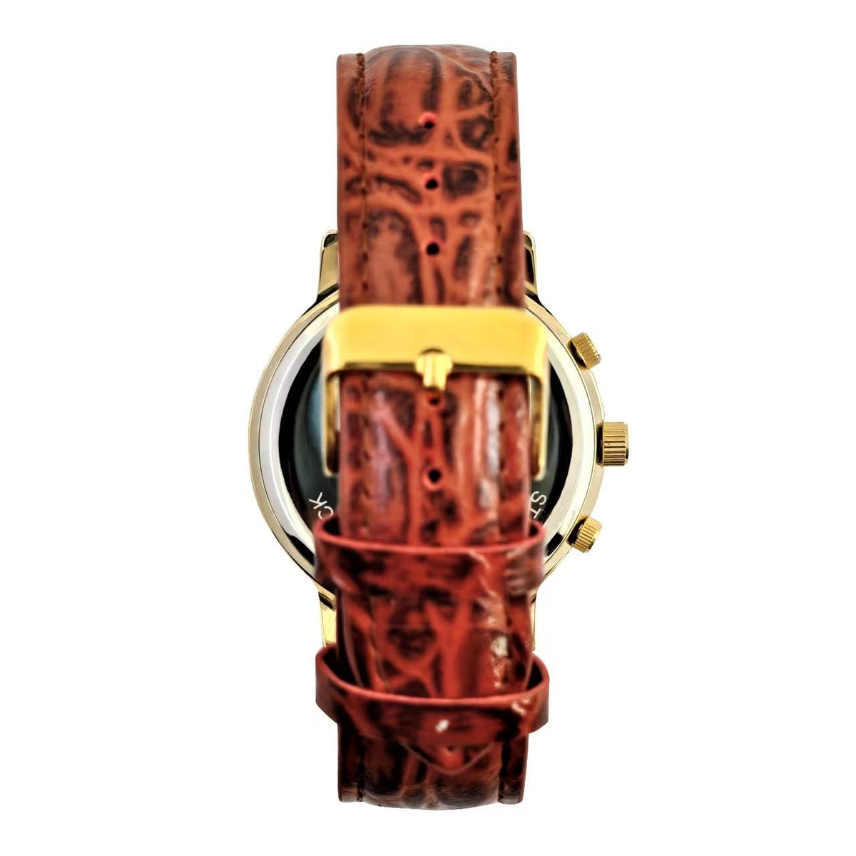 Gold Tone Leather Watch D822