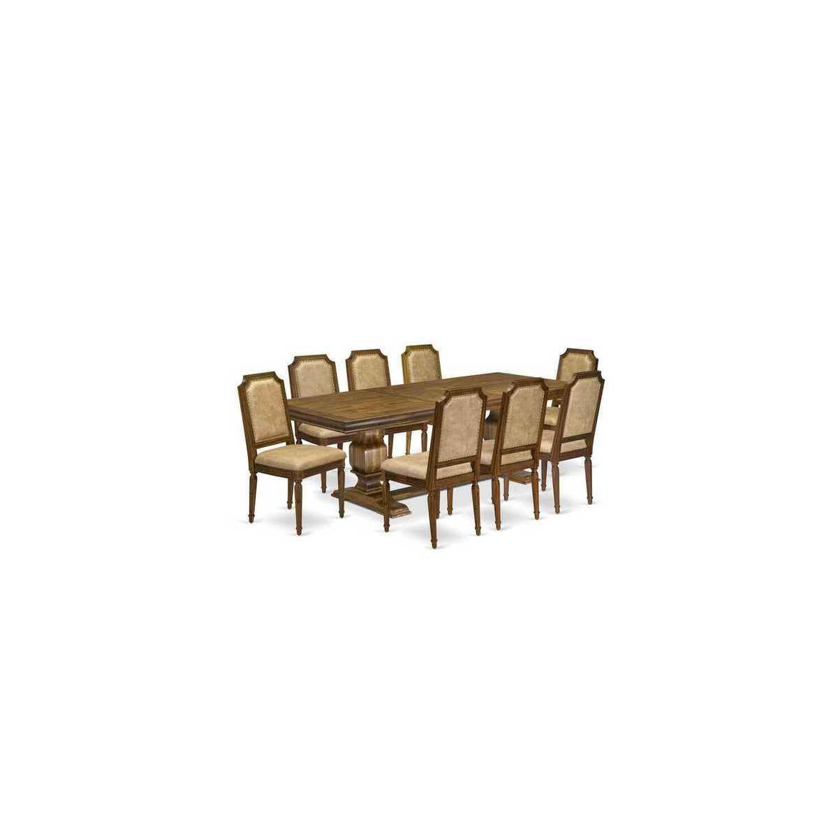 9 Piece Dining Table and 8 Dark Grey PU Leather Chairs Y154