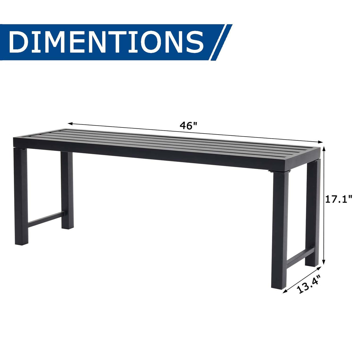 Black Set of 2 Metal Outdoor Backless Bench Y416
