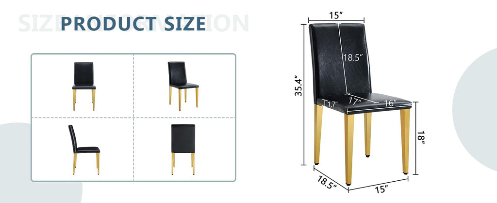 Black Gold Upholstered Dining Chairs Set of 4 I4020