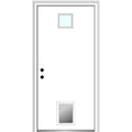 Steel Primed Right Hand In-Swing Prehung Front Door with Pet Door Clear Glass 36" x 80" T171205