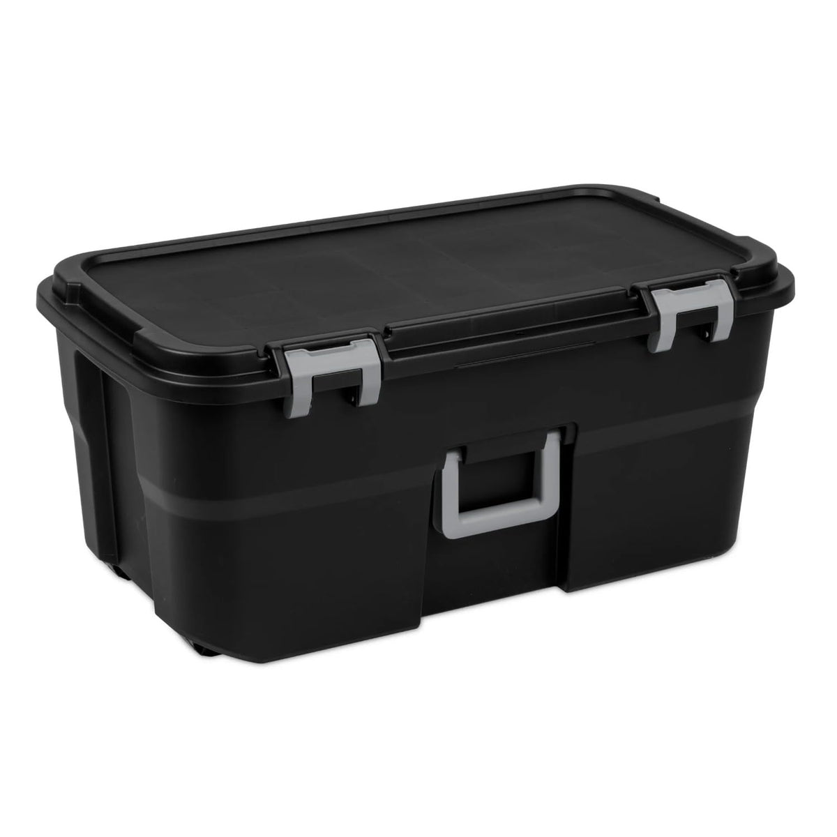 Black Lockable Wheeled Plastic Storage Footlocker V2861