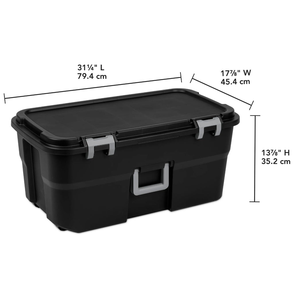 Black Lockable Wheeled Plastic Storage Footlocker V2861
