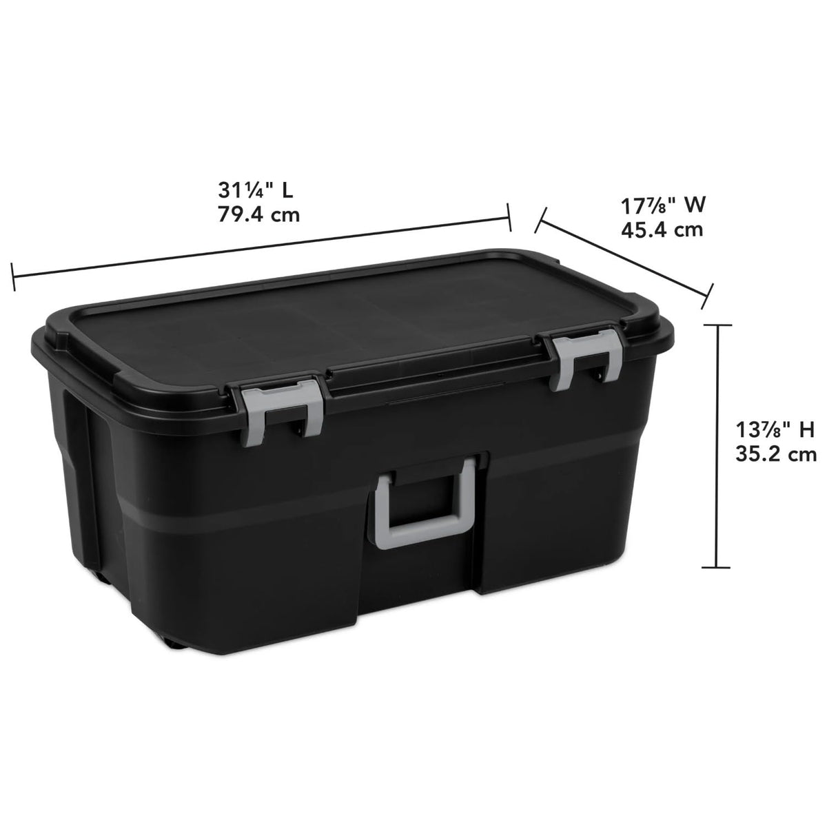 Black Lockable Wheeled Plastic Storage Footlocker V2861