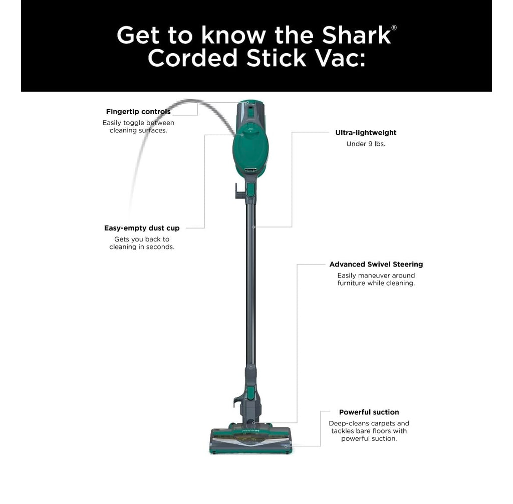 Ultra-Light Corded Vacuum for Carpets & Hard Floors, Green U2325