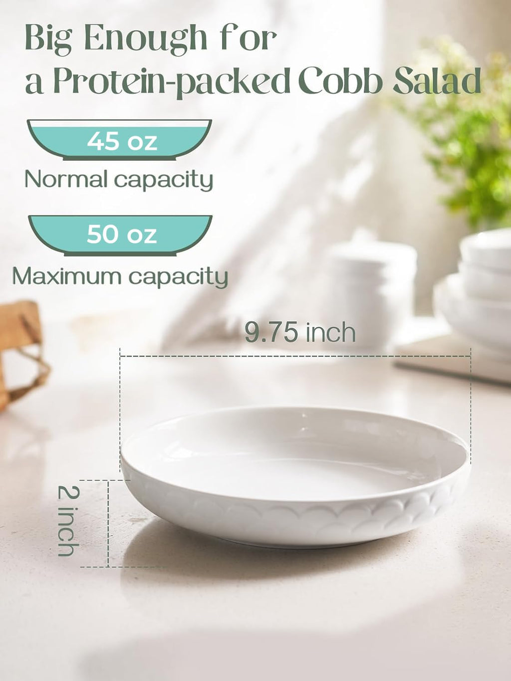 Set of 4 White Ceramic Pasta Bowls P60681