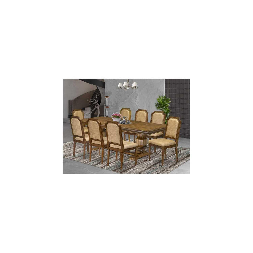 9 Piece Dining Table and 8 Dark Grey PU Leather Chairs Y154