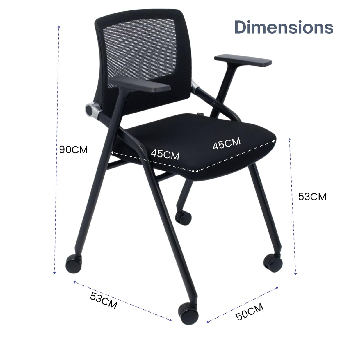 2 Pack Black Mesh Folding Office Chairs with Wheels X242208