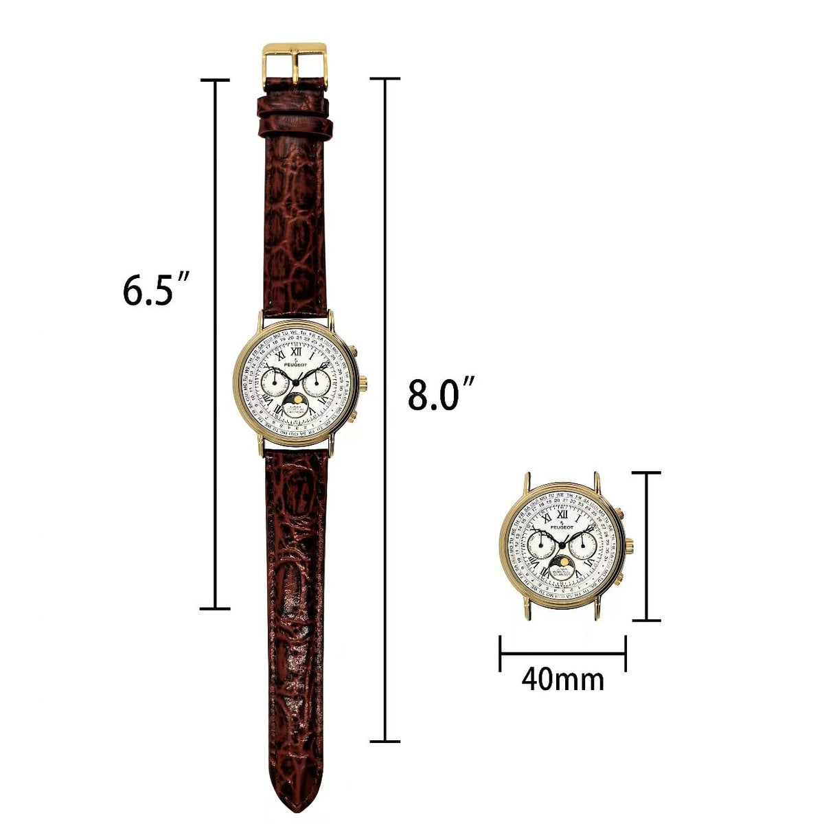 Gold Tone Leather Watch D822