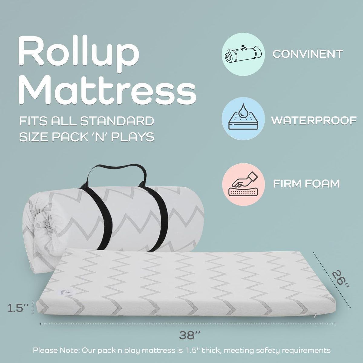 38" x 26" Waterproof Memory Foam Mattress Pad I138654