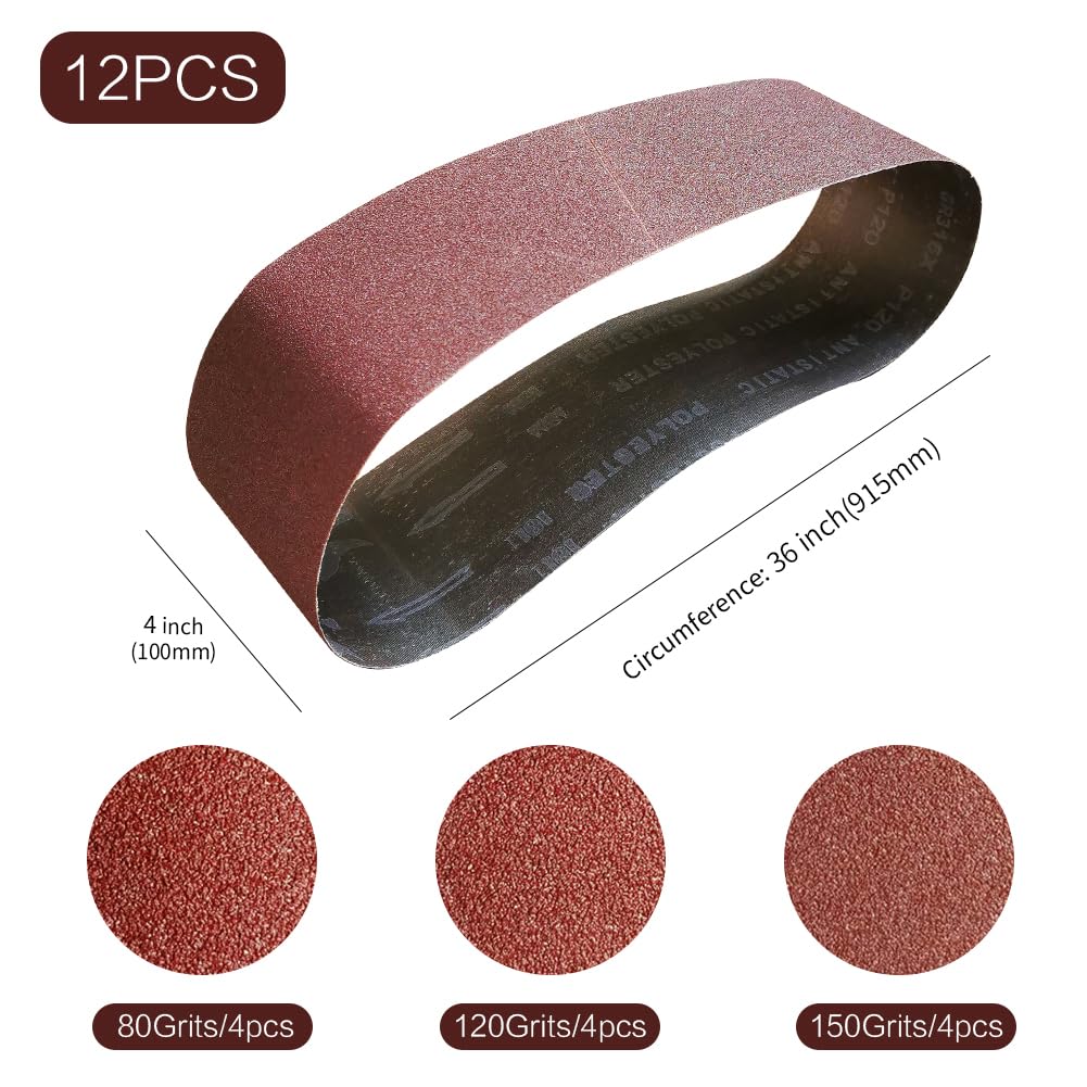 4 x 36 Inch 12 Pcs Aluminum Oxide Sanding Belt G796274