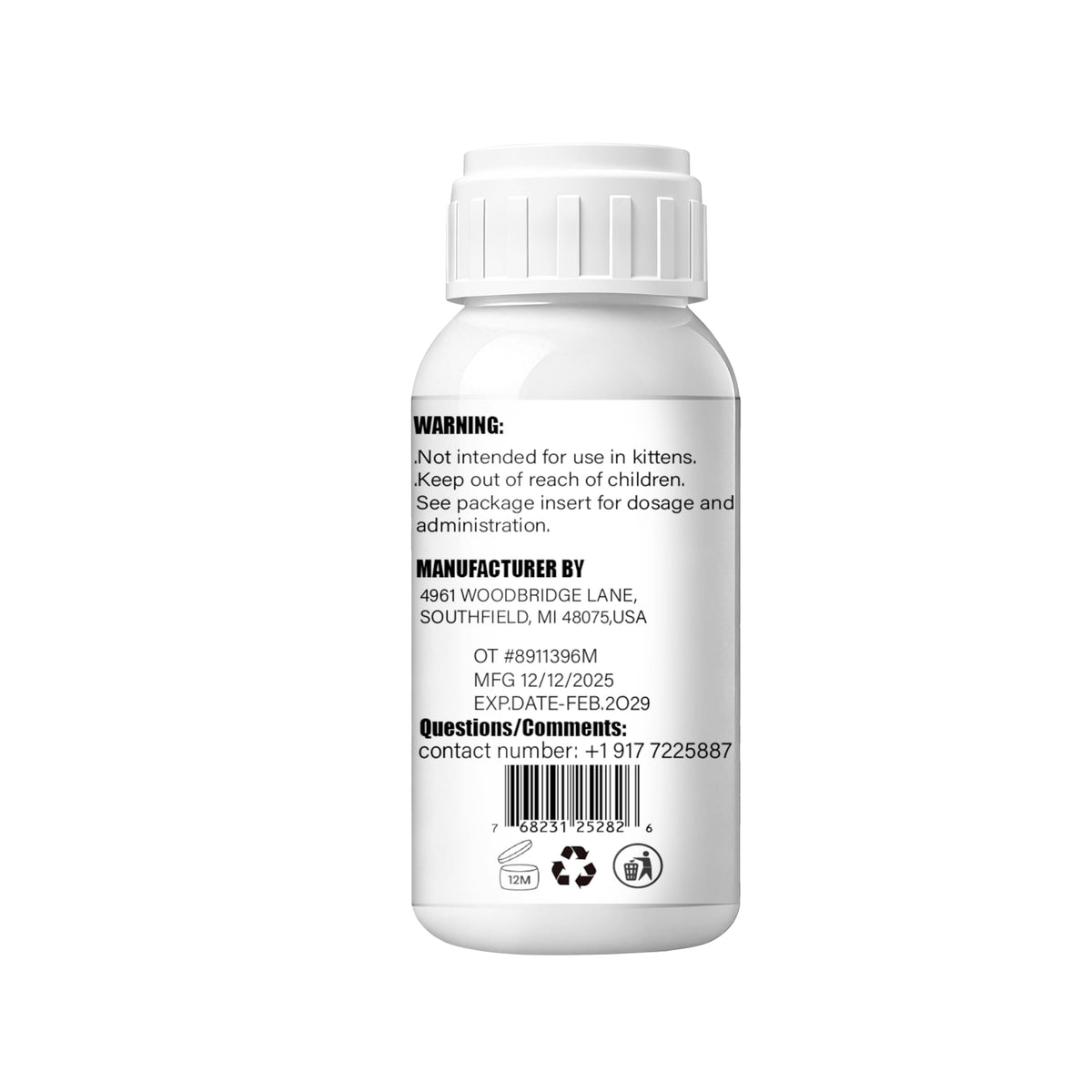 Broad Spectrum Cat Dewormer Liquid 4 oz N602208