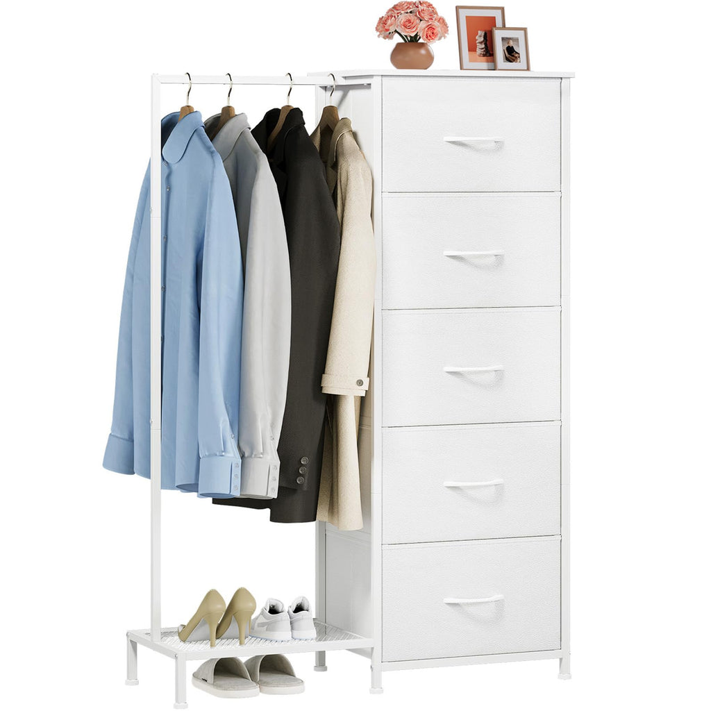 Dresser with Hanging Rack, 5 Drawers I41644
