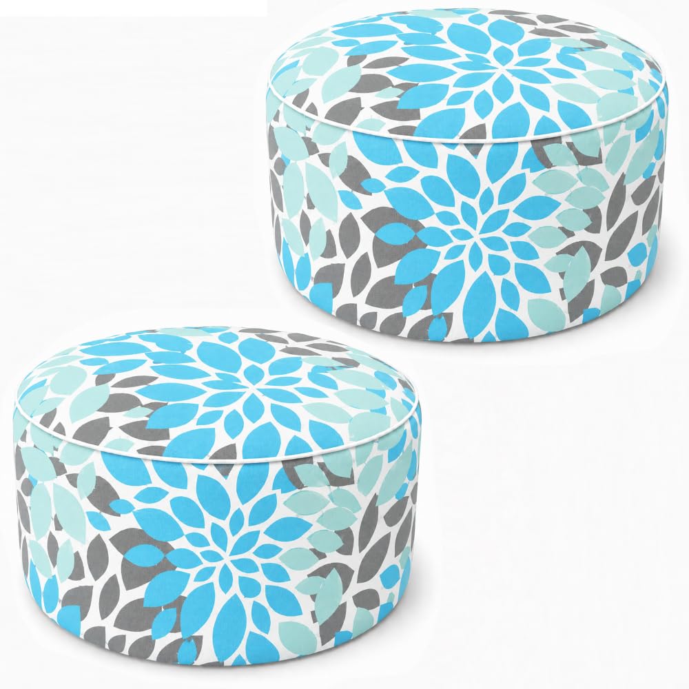 Inflatable Outdoor Ottoman 2 Pack Teal Grey Q52143