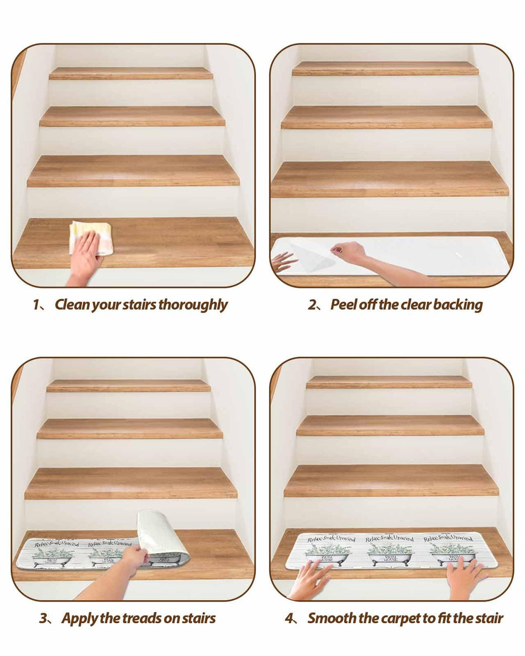 Eucalyptus Leaves 15 Pack Non Slip Stair Treads 8x30 inch A593233