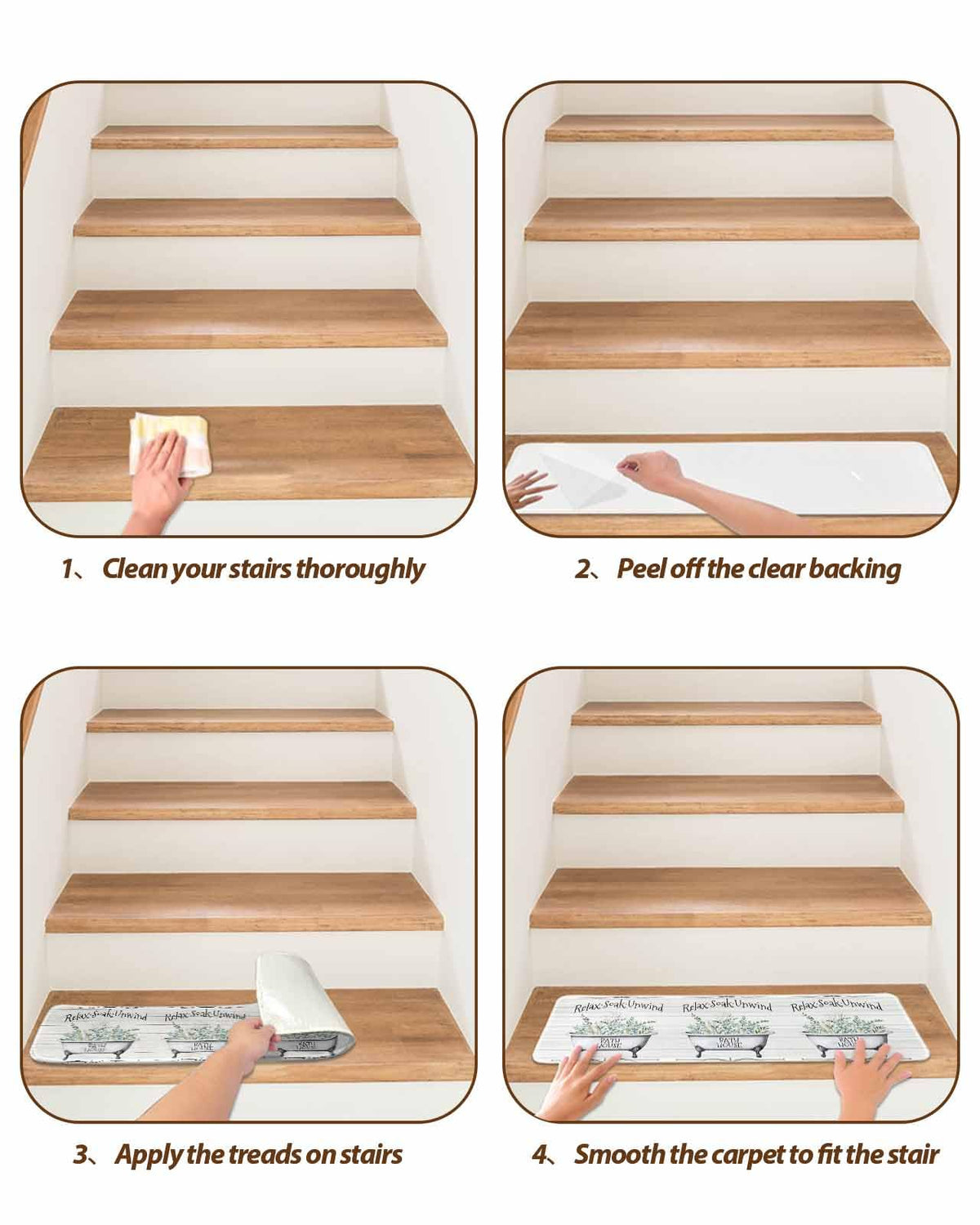 Eucalyptus Leaves 15 Pack Non Slip Stair Treads 8x30 inch A593233