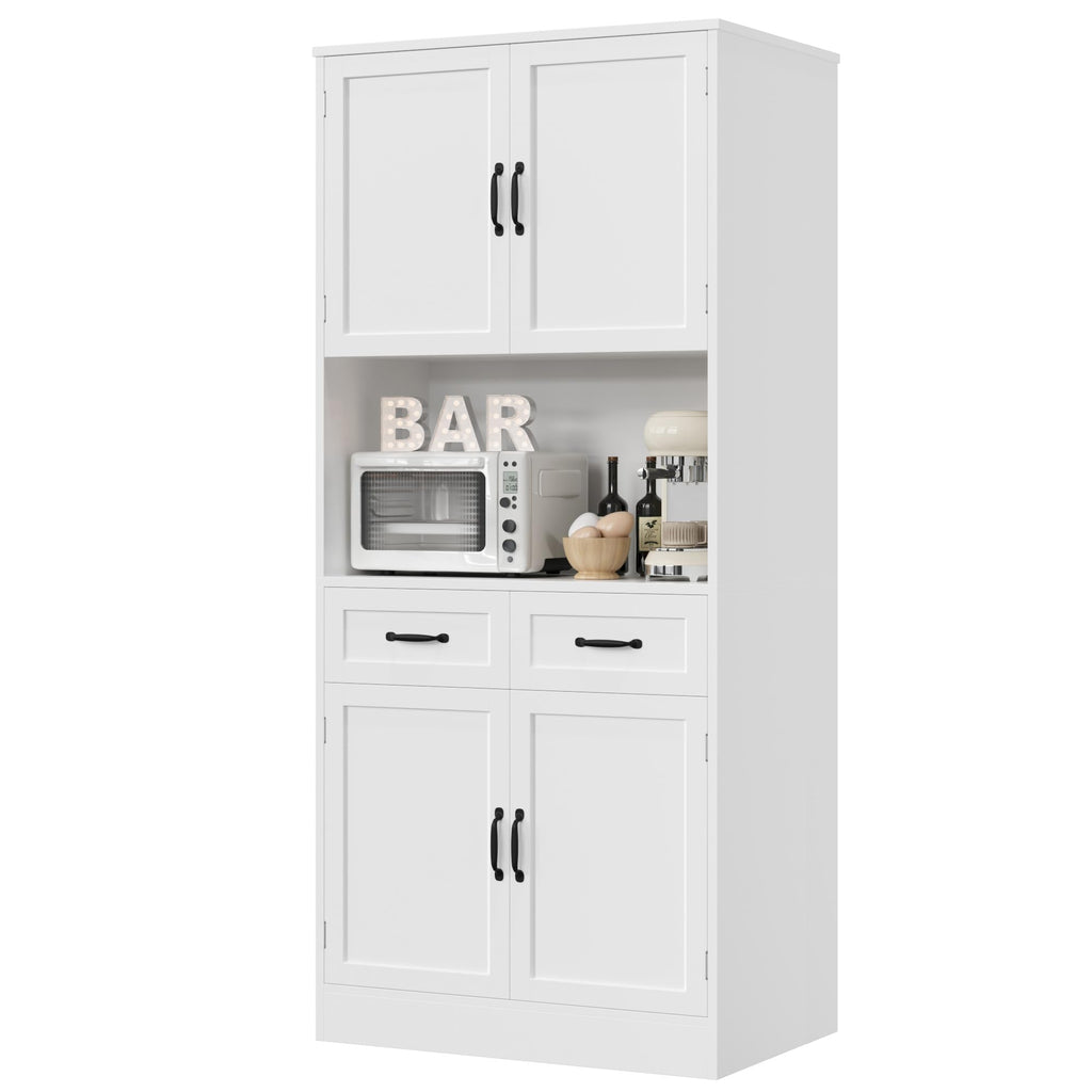 White Tall Wood Kitchen Pantry Storage Cabinet A691