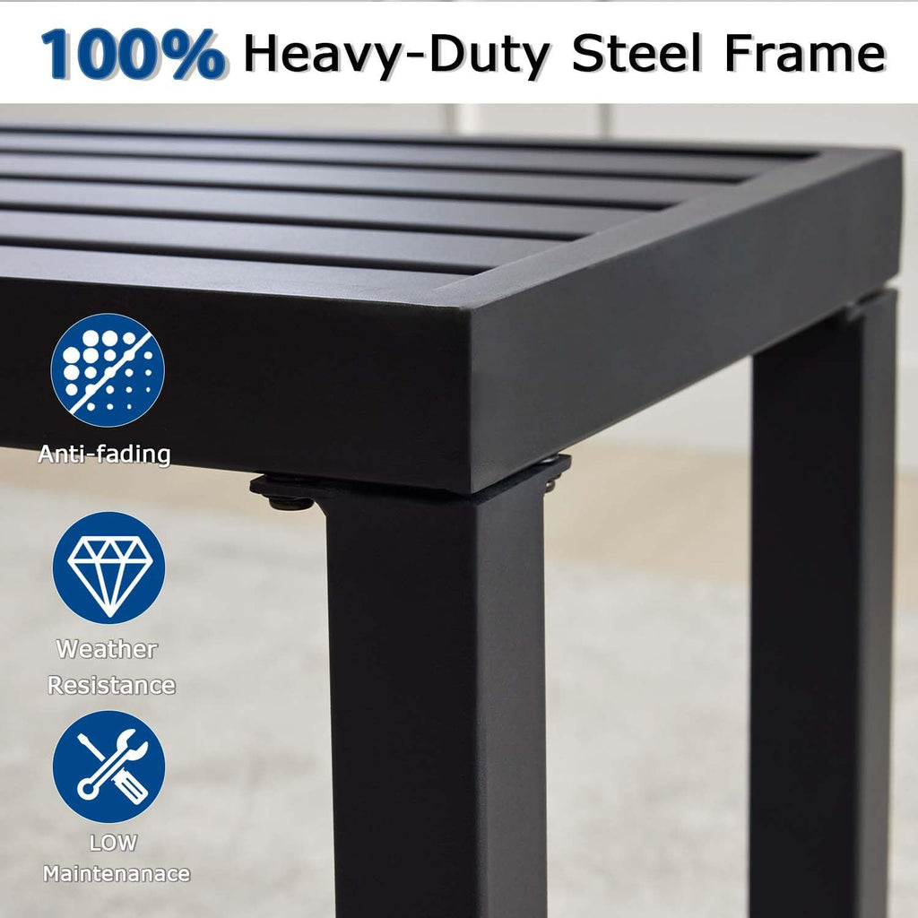Black Set of 2 Metal Outdoor Backless Bench Y416