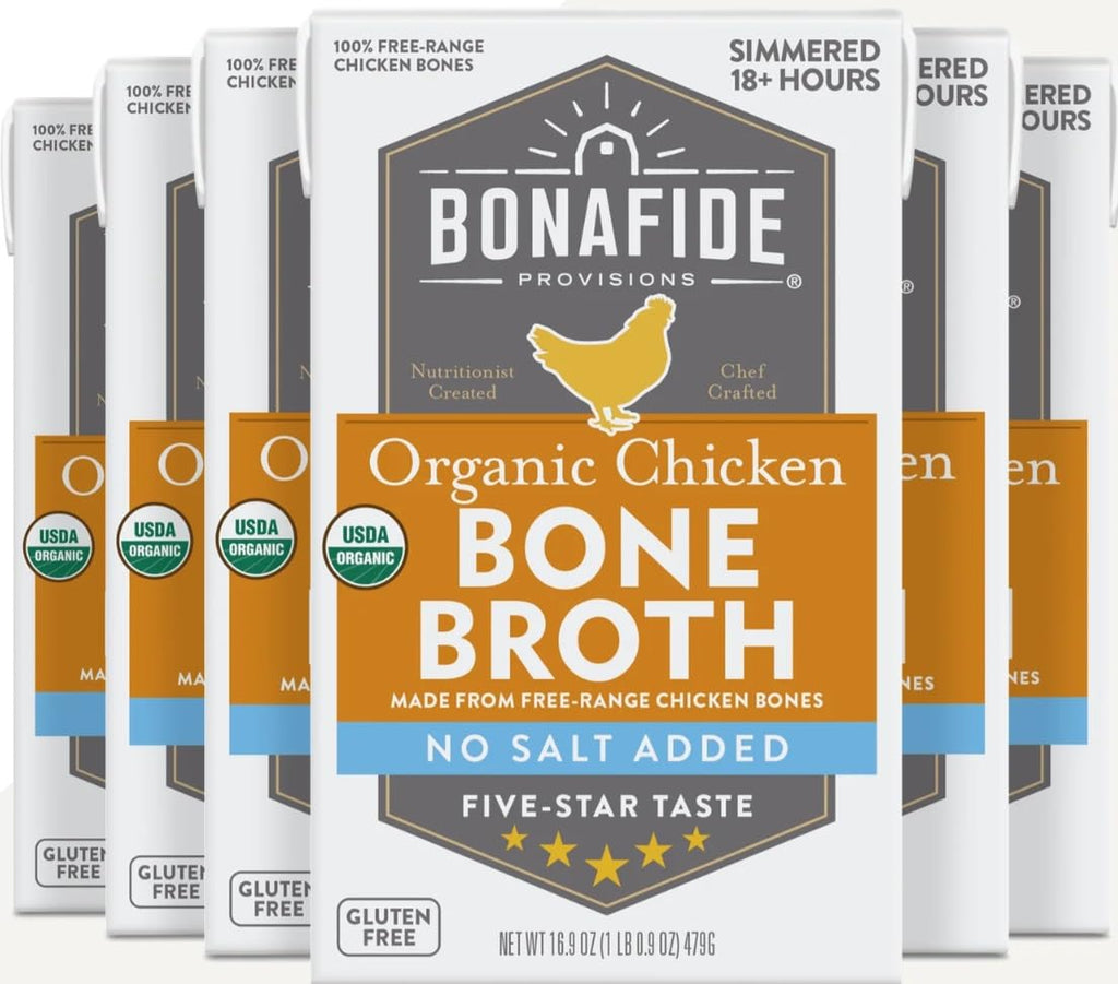 Organic Chicken Bone Broth No Salt Added 16.9oz 6 Pack R582128