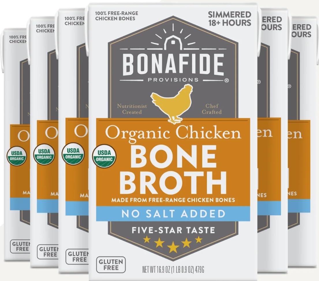 Organic Chicken Bone Broth No Salt Added 16.9oz 6 Pack R582128