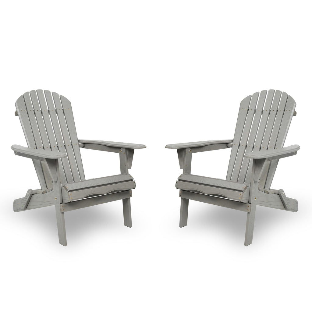 Wood Folding Adirondack Chair Set of 2 Solid Cedar L4082