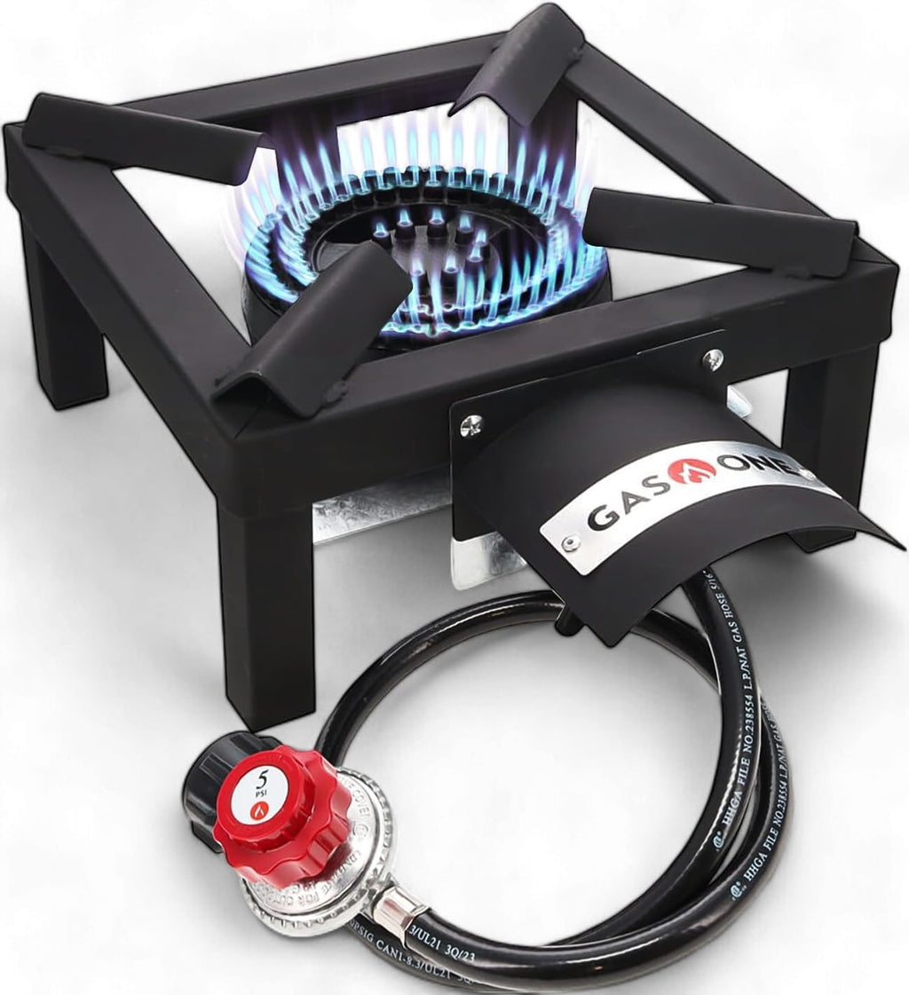 High Pressure Single Propane Burner with Heat Shield P46669
