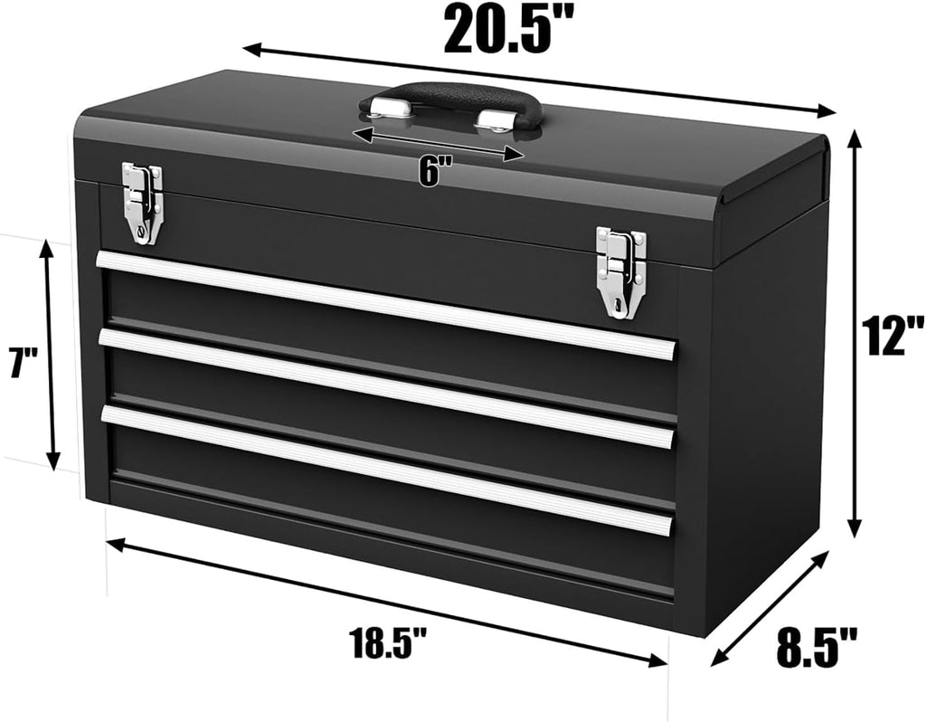 Portable Metal 3 Drawer Lockable Tool Box X18796