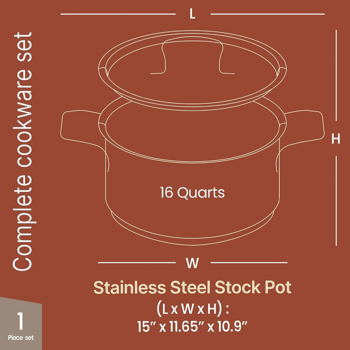16 Quart Stainless Steel Stockpot with Lid E79809