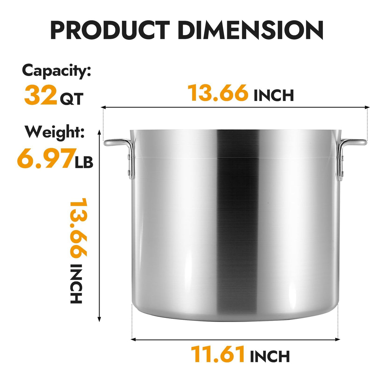 32 Quart Aluminum Stock Pot with Lid U61676