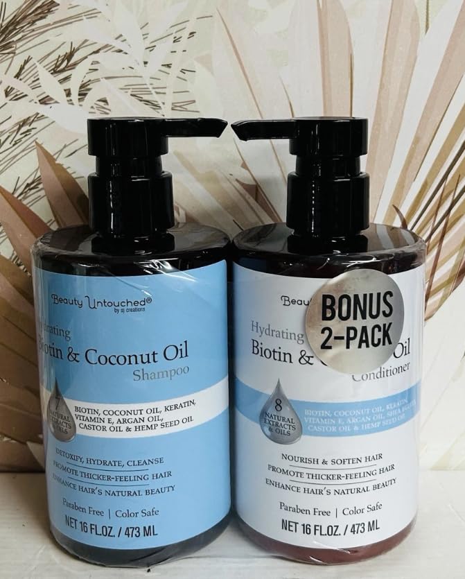Biotin & Coconut Oil Shampoo and Conditioner Set 16 fl oz V345