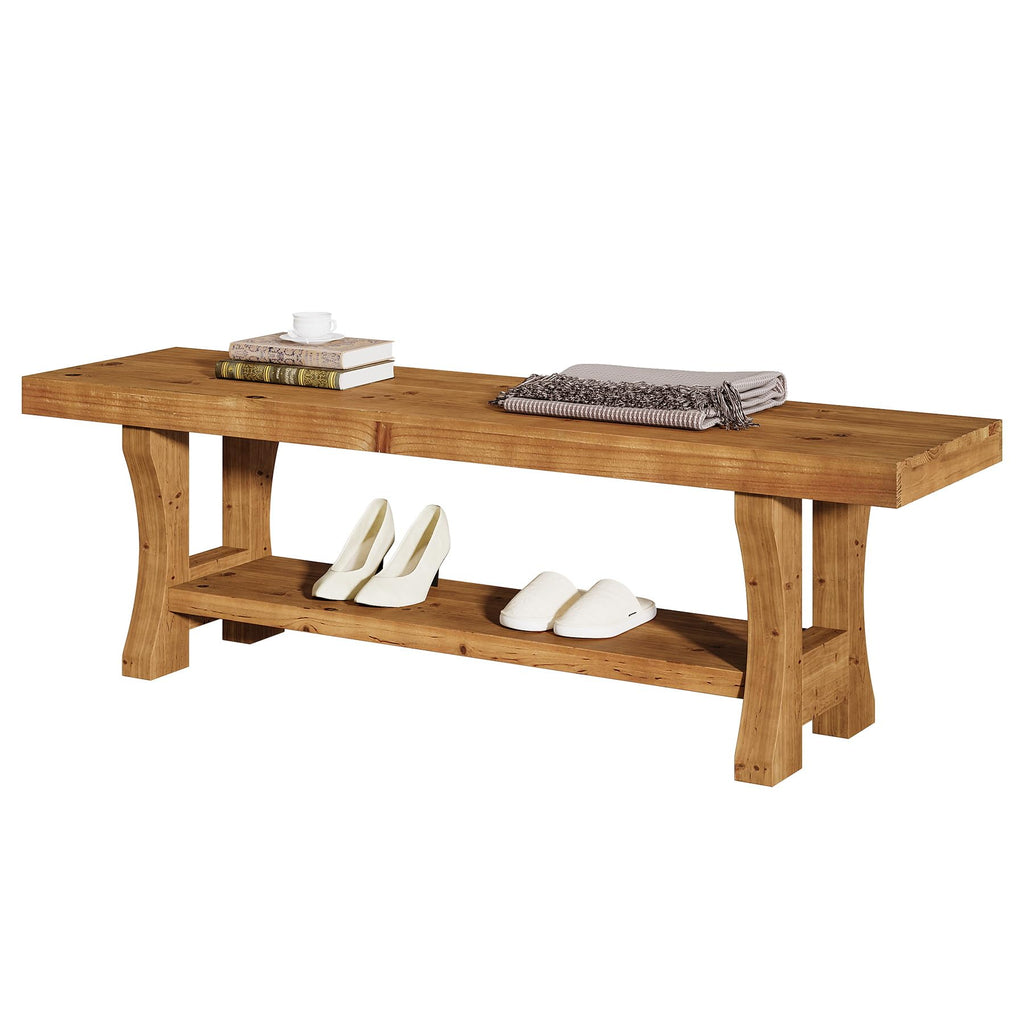 Brown Solid Wood Entryway Bench P93812