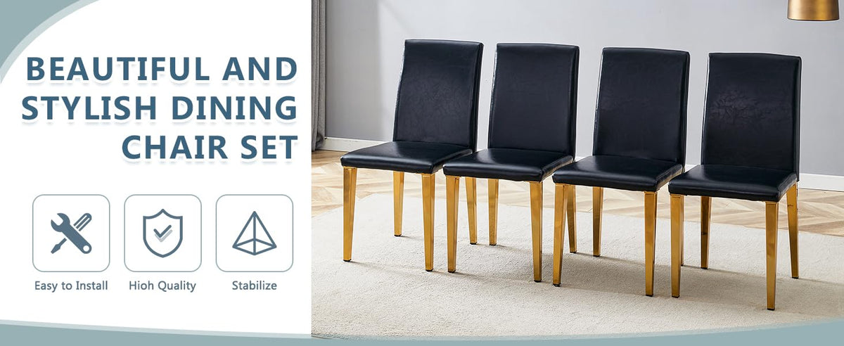 Black Gold Upholstered Dining Chairs Set of 4 I4020
