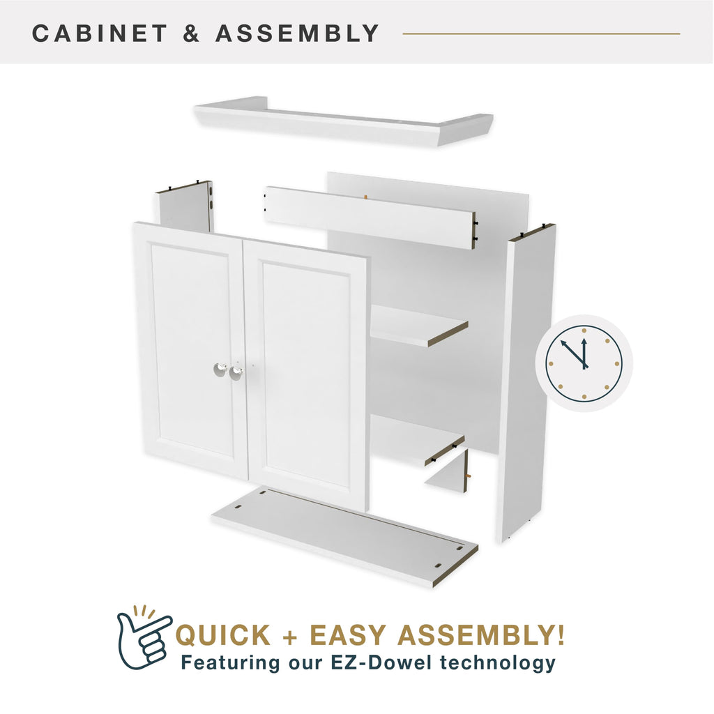 White Wall Mounted Medicine Cabinet Organizer K829