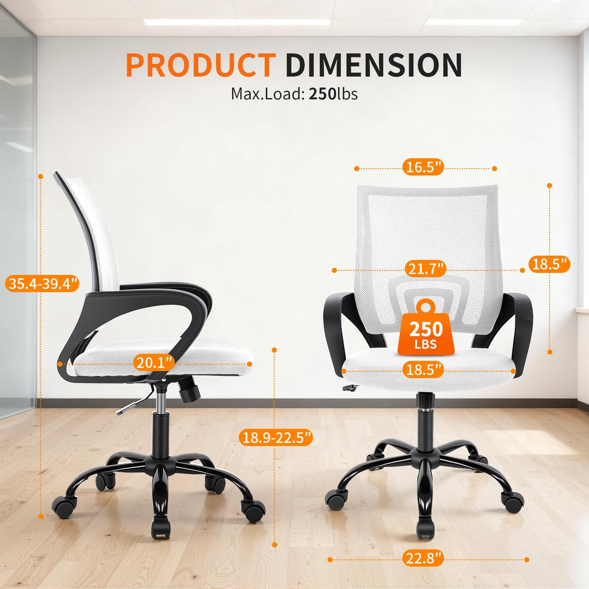 Ergonomic White Mesh Office Chair W7338