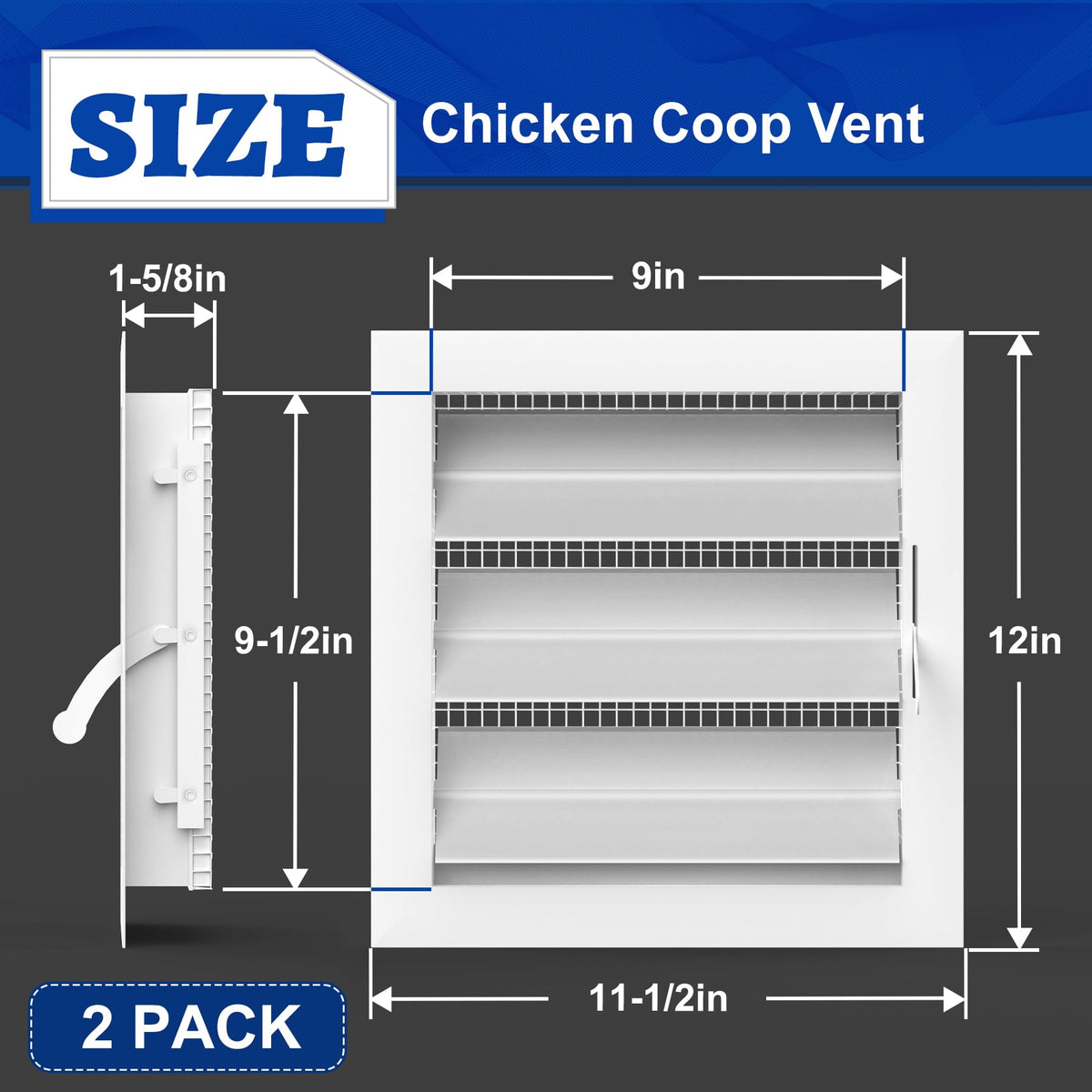 Adjustable Aluminum Alloy Gable Vent with Mesh Screen K531585