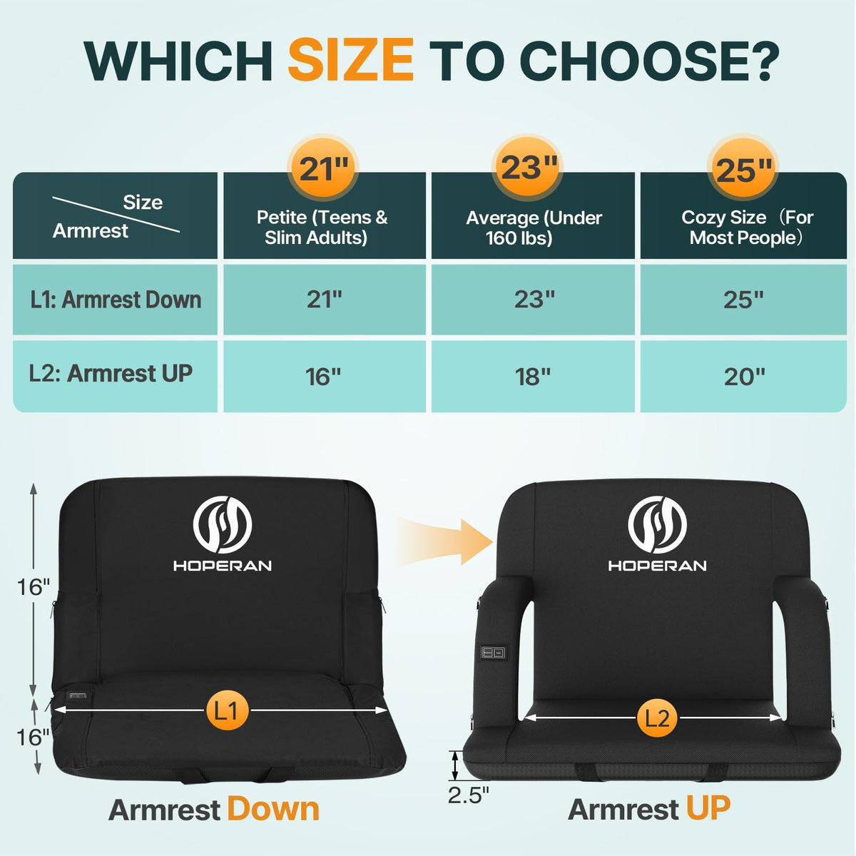 Black Heated Stadium Seats for Bleachers, 2 PCS B704