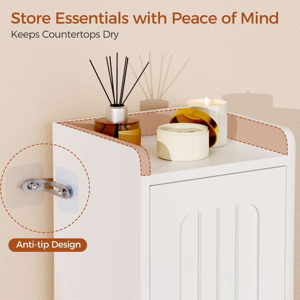 Slim Bathroom Storage Cabinet with 2 Doors and Adjustable Shelf V905