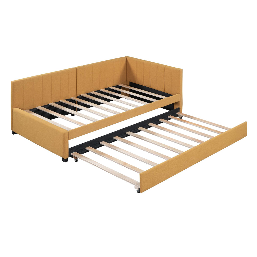 Twin Size Linen Upholstered Daybed with Trundle P871526