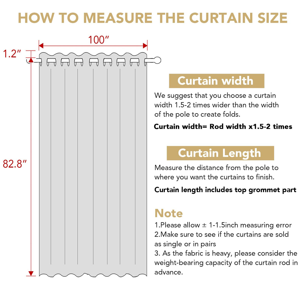 Polyester Room Darkening Blackout Curtain 100 x 84 Inches C118801