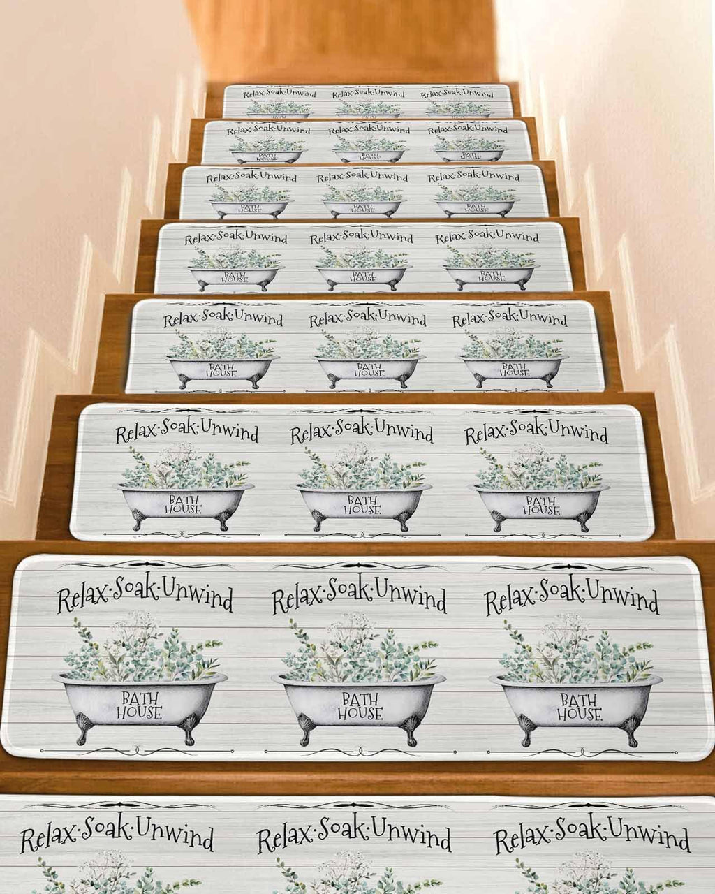 Eucalyptus Leaves 15 Pack Non Slip Stair Treads 8x30 inch A593233