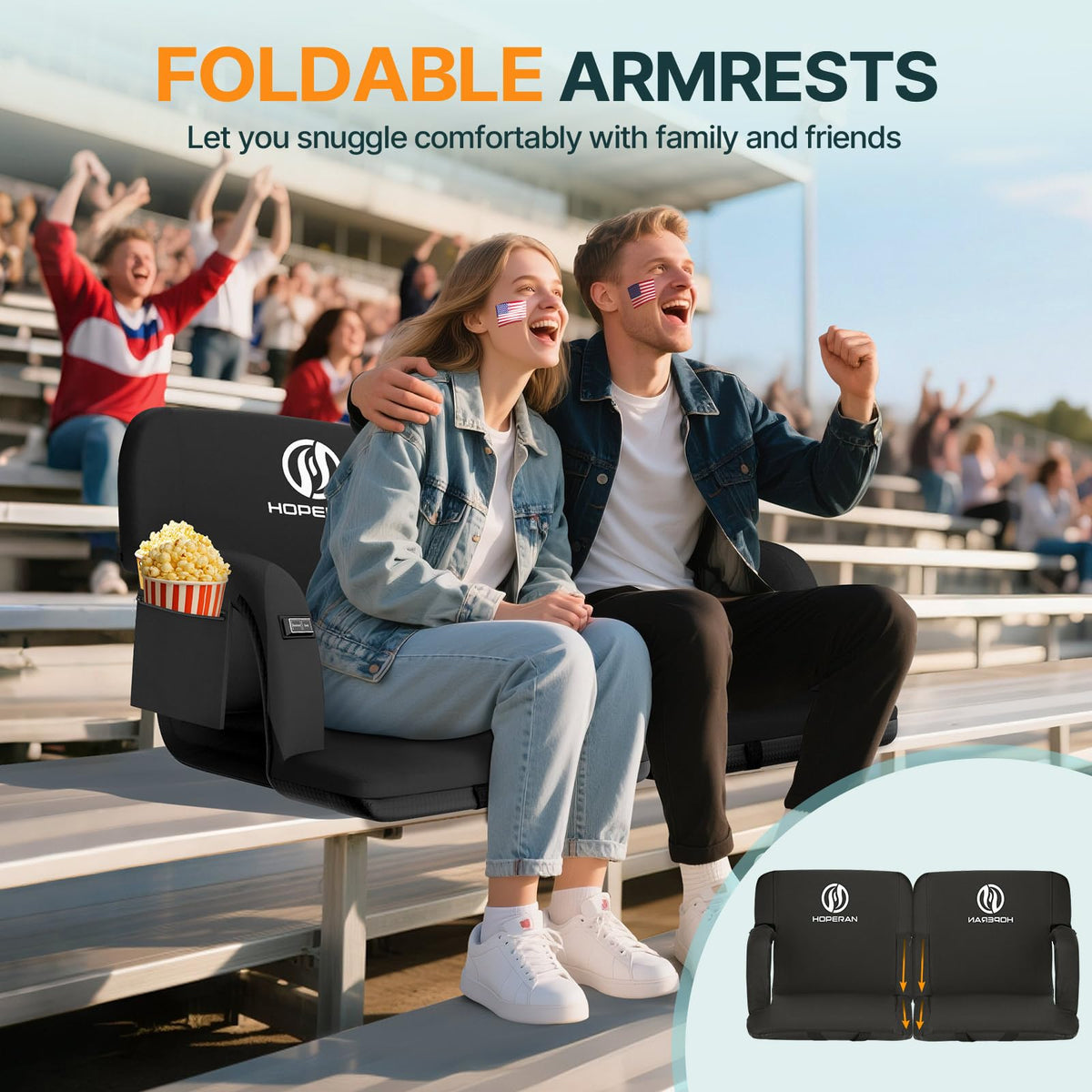 Black Heated Stadium Seats for Bleachers, 2 PCS B704