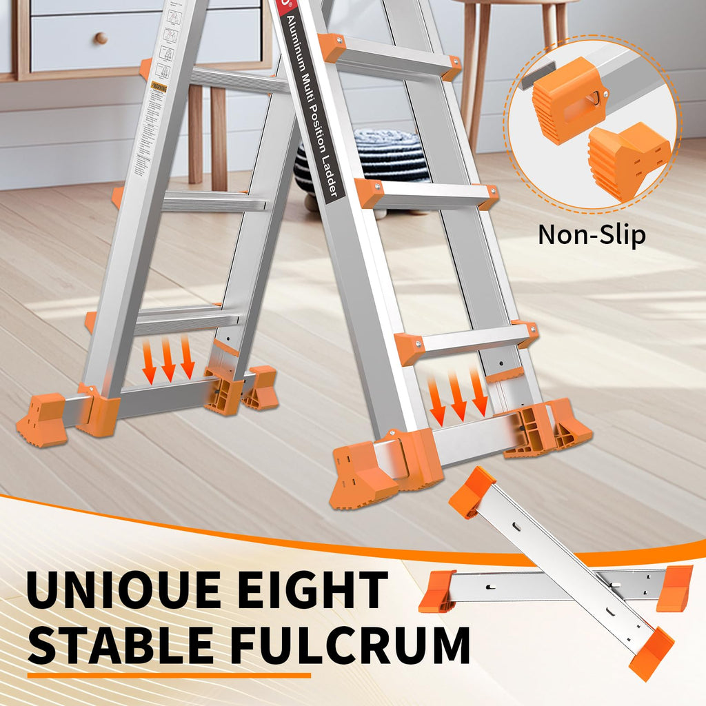 11FT Multi Position Aluminum Folding Ladder with Tool Tray B8951