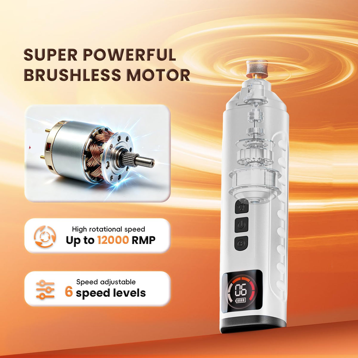 6-Speed Dog Nail Grinder with LED Light O369