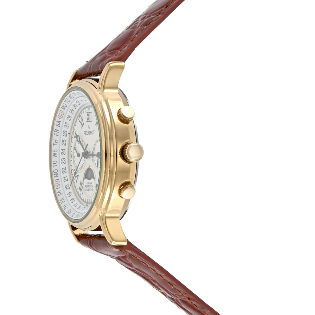 Gold Tone Leather Watch D822