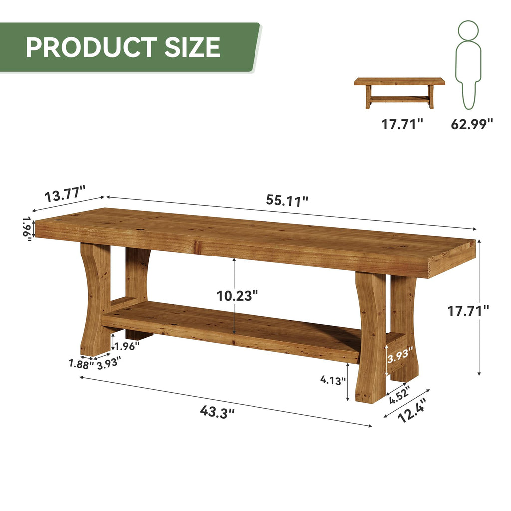 Brown Solid Wood Entryway Bench P93812