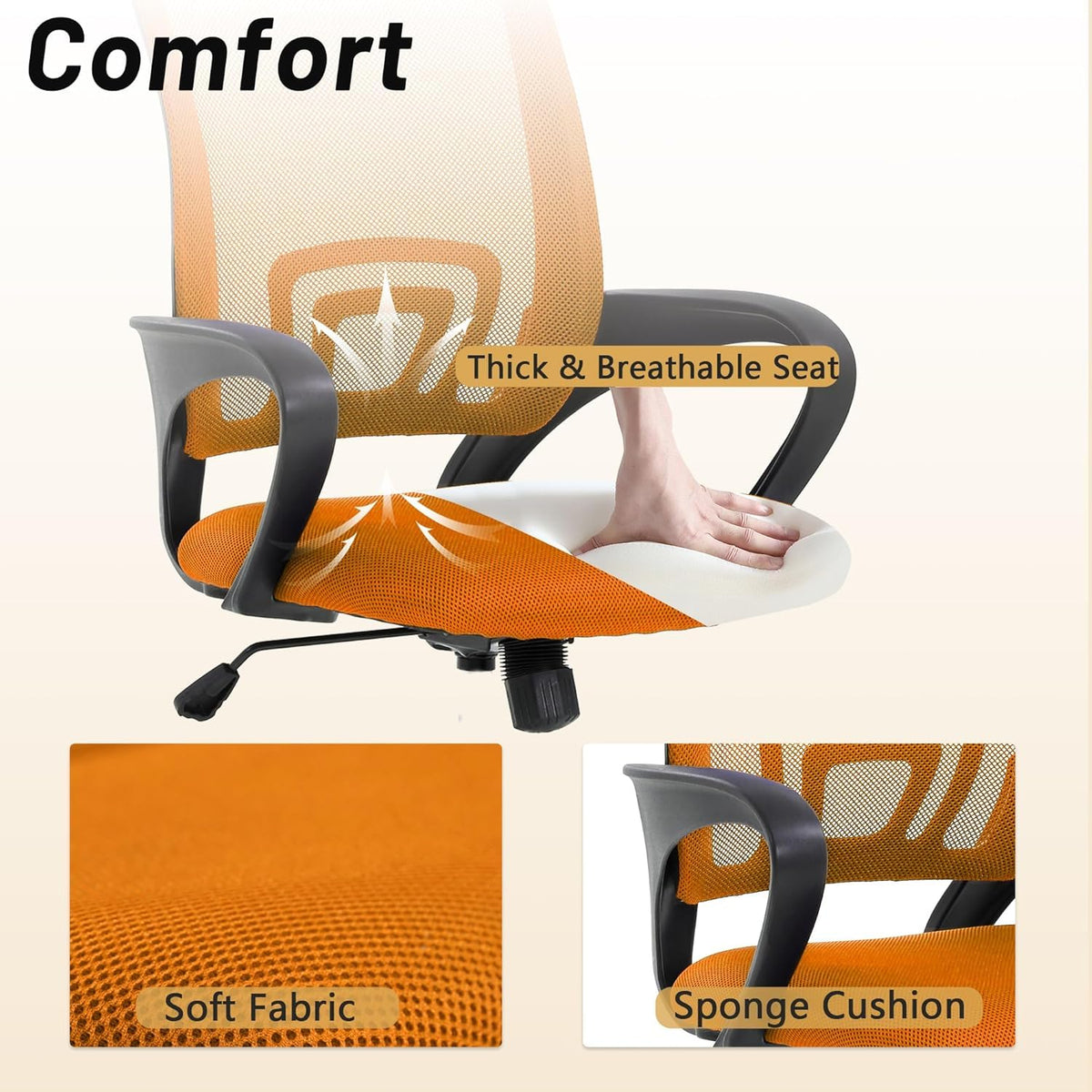 Orange Ergonomic Mesh Office Chair with Lumbar Support U19959