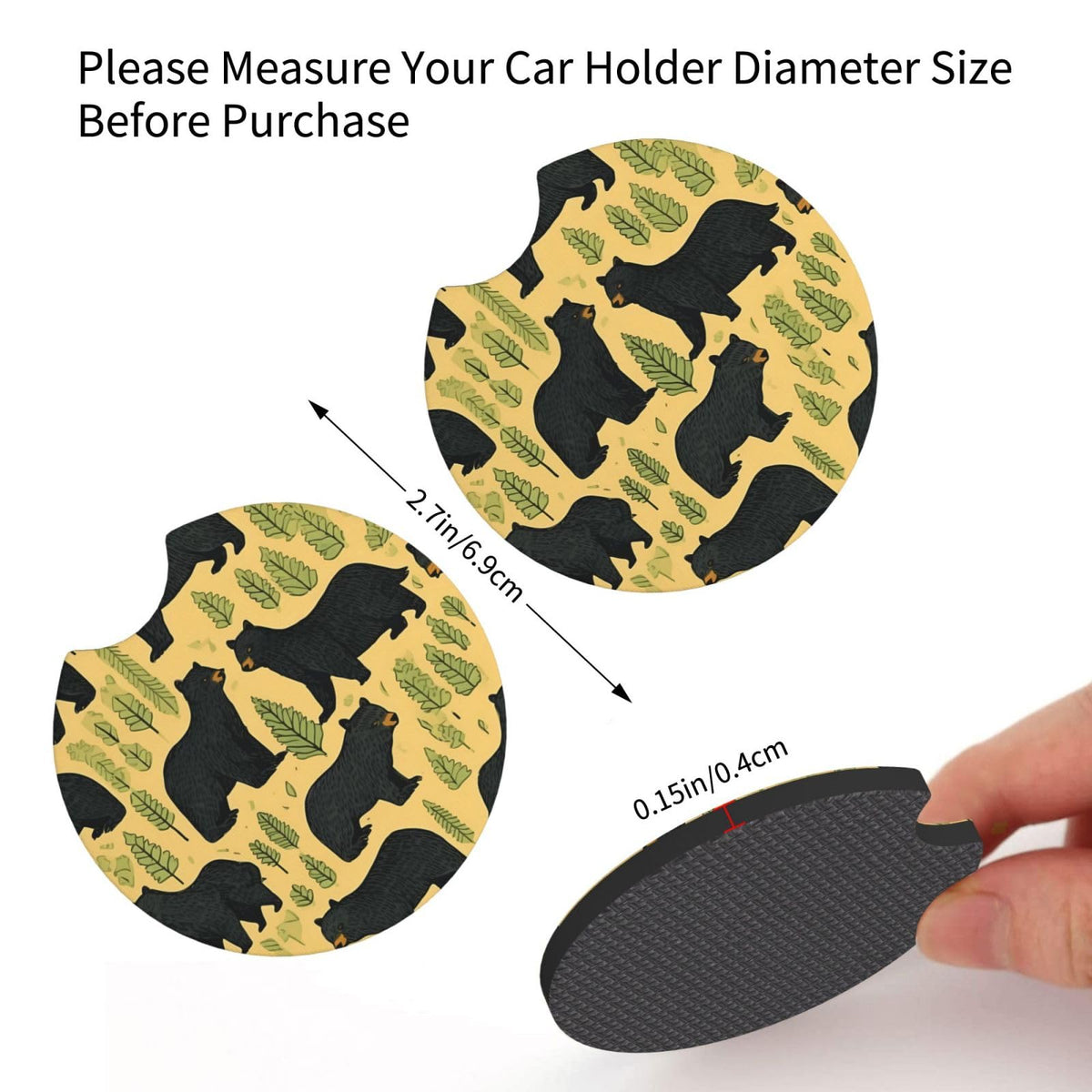 Black Bear Printed Anti Slip Waterproof Beverage Mats N270