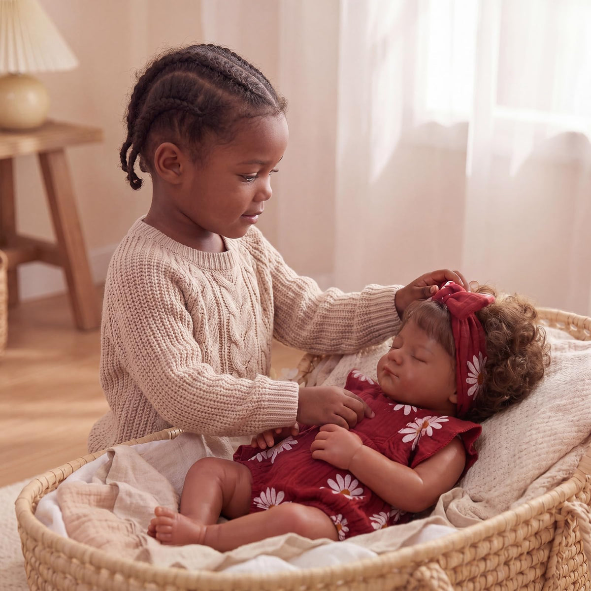 20 Inch Reborn Baby Dolls Black Girl with Accessories Set E56691