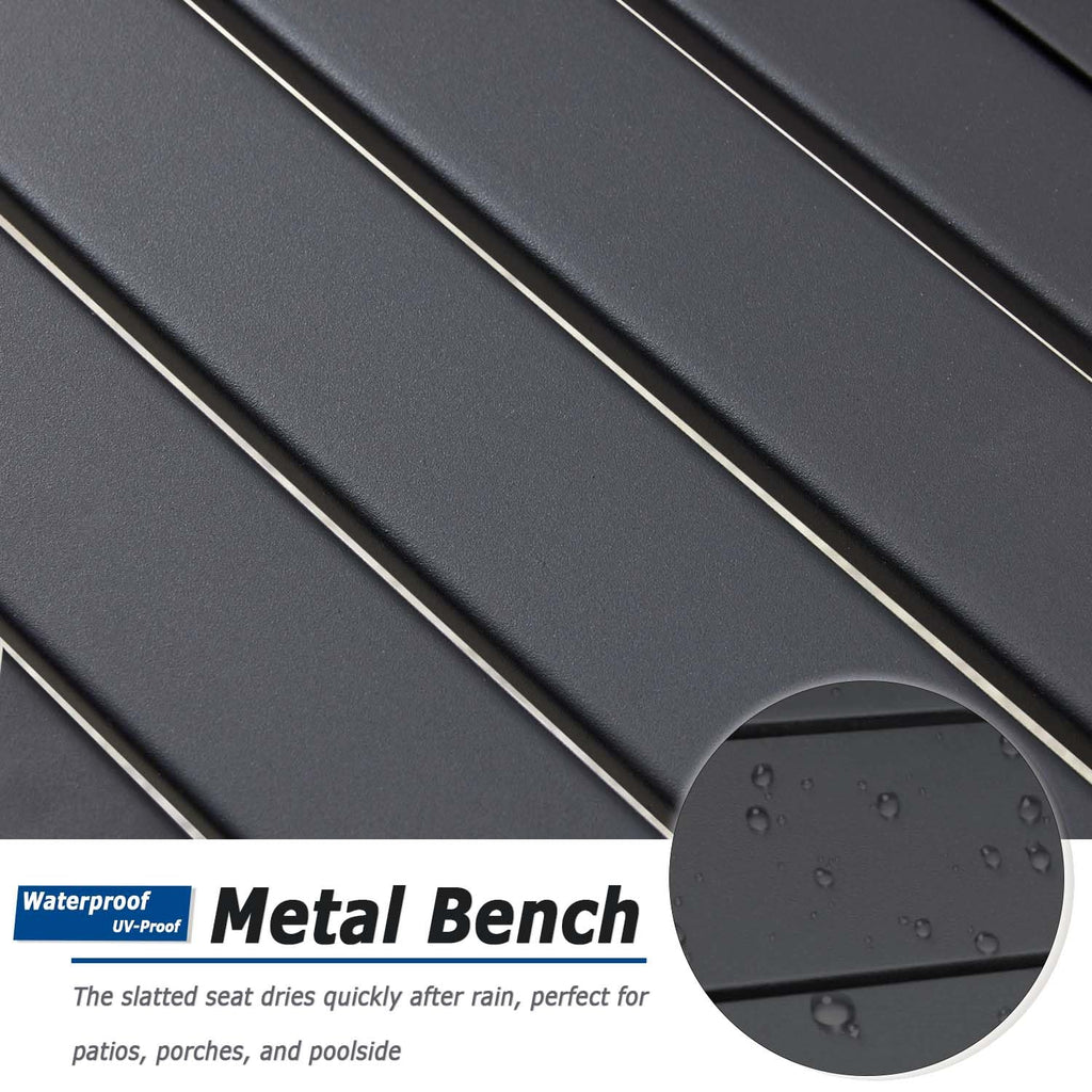 Black Set of 2 Metal Outdoor Backless Bench Y416