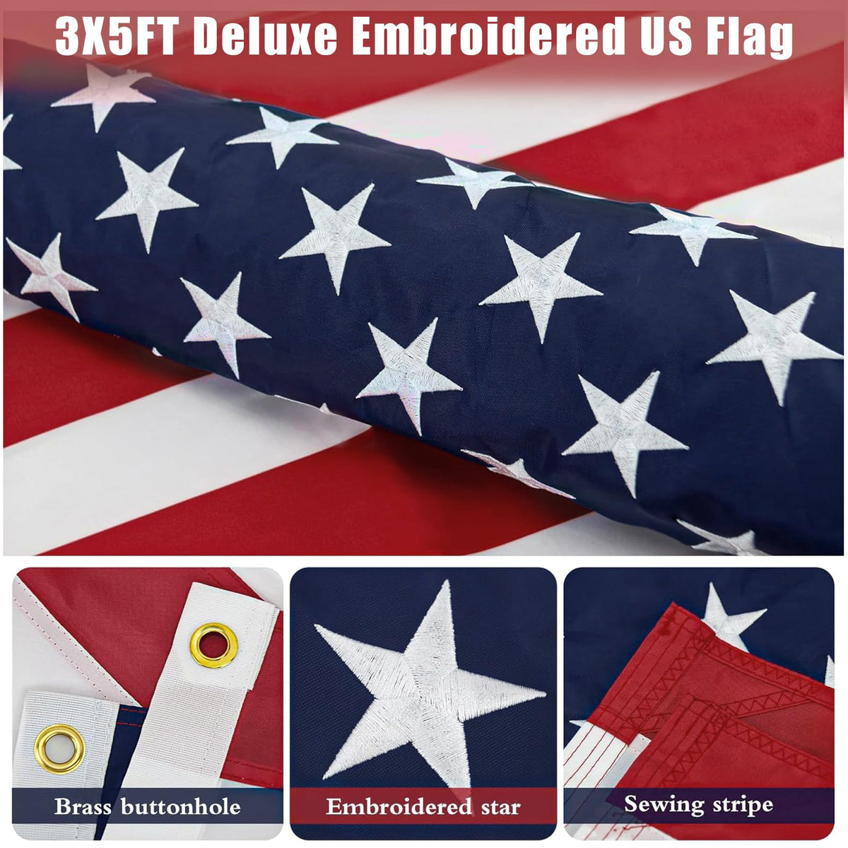 5FT Black Stainless Steel Flag Pole Kit with Solar Light and American Flag I718018